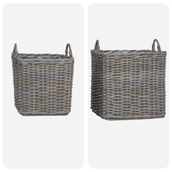 vidaXL Planter Basket with Storage 2 pcs Grey Lacak Rattan