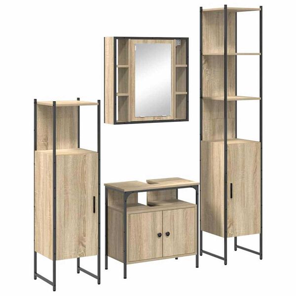 vidaXL Bathroom Furniture Set 4 pcs Sonoma Oak Engineered Wood