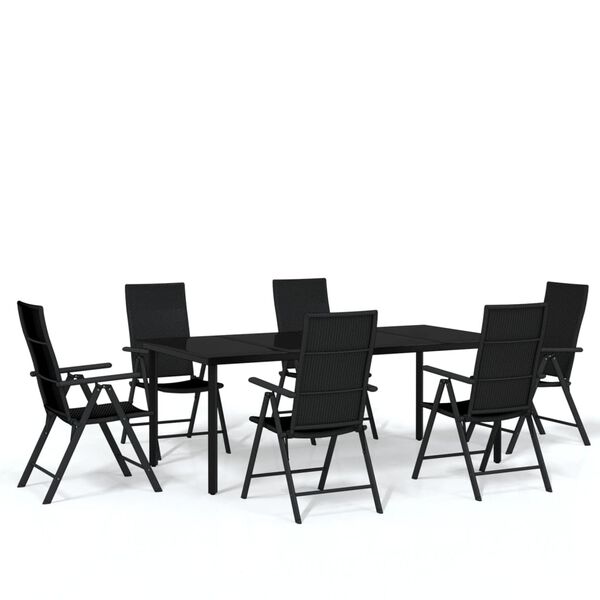 vidaXL 7 Piece Garden Dining Set Black