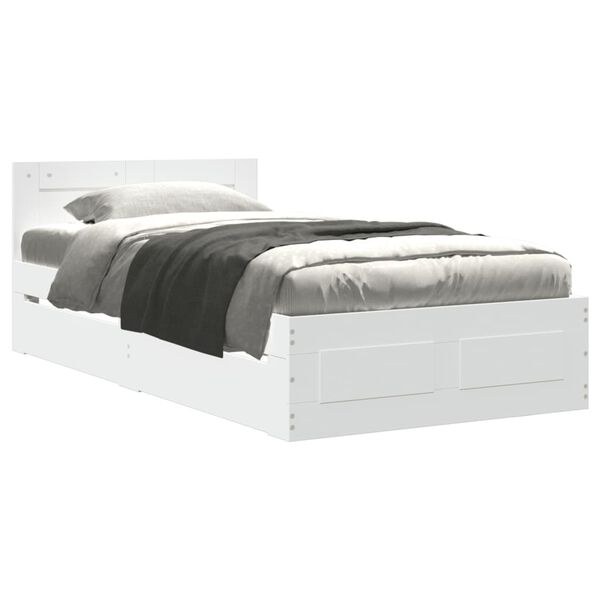 vidaXL Bed Frame with Headboard without Mattress White 90x190 cm Single