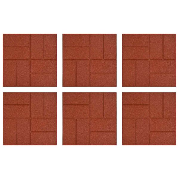 vidaXL Stepping Stone 6 pcs Red 40.5 x 40.5 x 2 cm Rubber