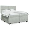 vidaXL Box Spring Bed with Mattress Light Grey 200x200 cm Velvet