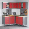 vidaXL Work Cabinet Set with Drawer with Shelf 12 pcs Red and Grey