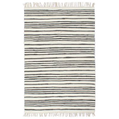 vidaXL Hand-woven Chindi Rug Cotton 80x160 cm Anthracite and White