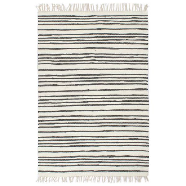 vidaXL Hand-woven Chindi Rug Cotton 80x160 cm Anthracite and White