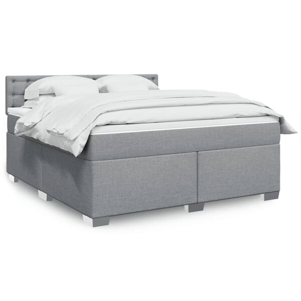 vidaXL Box Spring Bed with Mattress Light Grey 180x200 cm Fabric