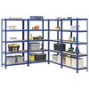 vidaXL 5-Layer Storage Shelves 4 pcs Blue Steel&Engineered Wood