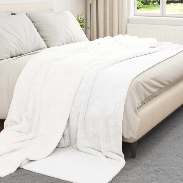 vidaXL Throw Blanket White 220 x 240 cm Fleece