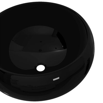 vidaXL Basin Ceramic Round Black 40x15 cm