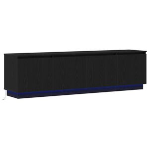vidaXL TV Cabinet with LED Black Oak 180 x 38 x 49 cm Engineered Wood