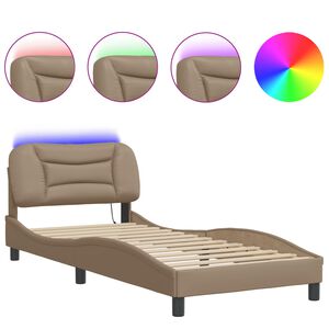 vidaXL Bed Frame with LED without Mattress "Hvar" Cappuccino 90x190 cm