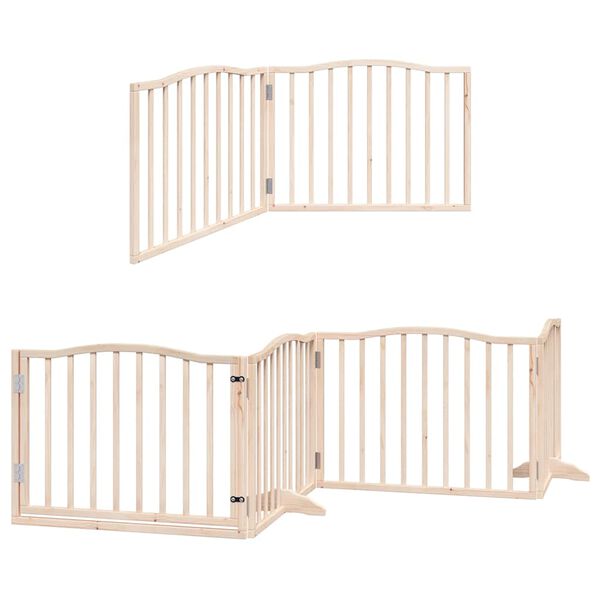 vidaXL Dog Gate with Door Foldable 8 Panels 640 cm Poplar Wood
