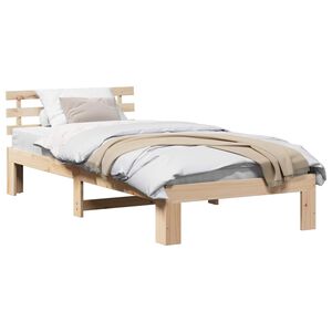 vidaXL Bed Frame with Headboard Natural 90 x 190 cm Solid Pine Wood
