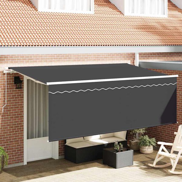 vidaXL Retractable Awning Retractable Manual Anthracite 350 x 200 cm