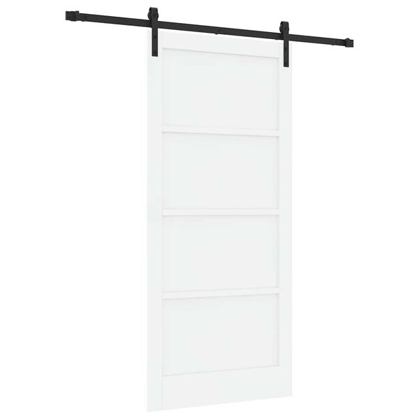 vidaXL Sliding Door White and Black 93 x 202 cm Solid Pine Wood