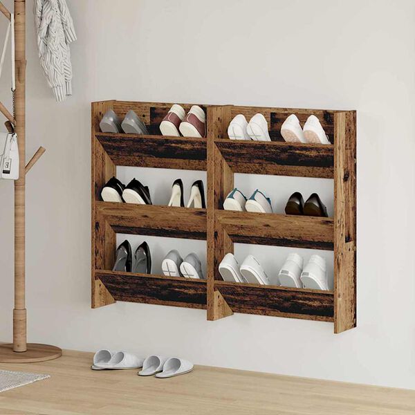 vidaXL Shoe Cabinet 2 pcs Old Wood 60 x 18 x 90 cm Engineered Wood