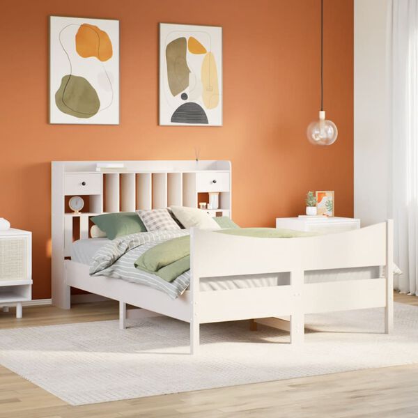 vidaXL Bed Frame without Mattress White 140x200 cm Solid Wood Pine
