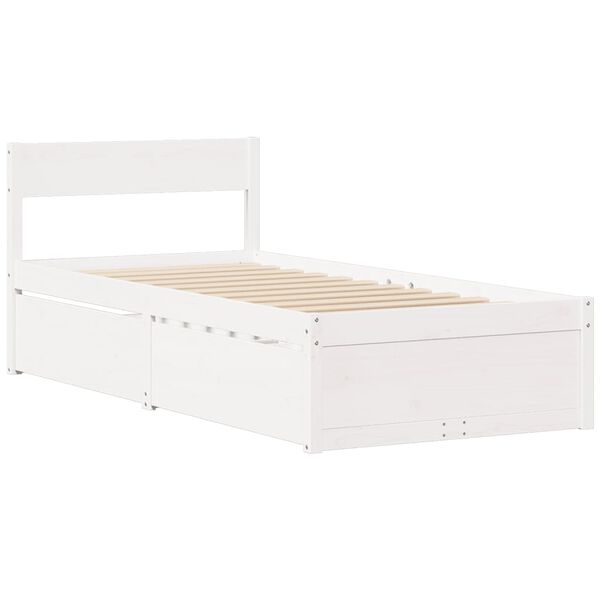 vidaXL Bed Frame without Mattress White 100x200 cm Solid Wood Pine