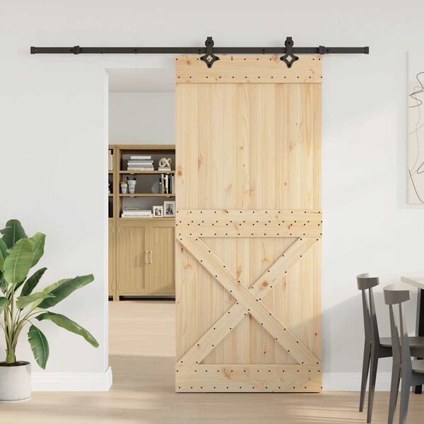 vidaXL Sliding Door with Hardware Set 100x210 cm Solid Wood Pine