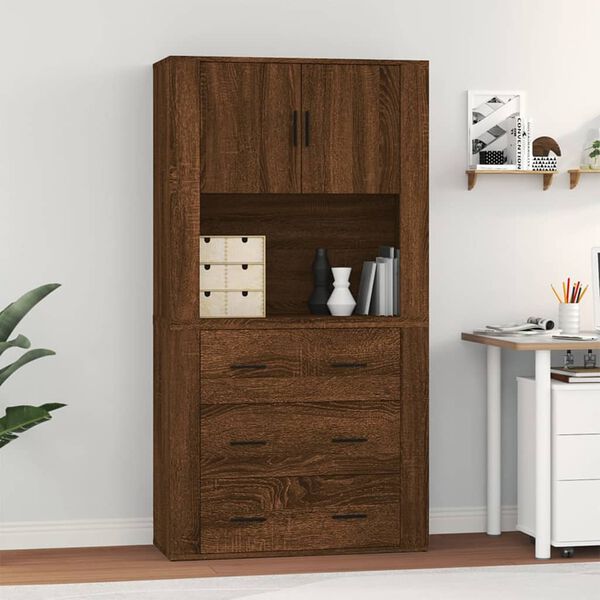 vidaXL Highboard Brown Oak Engineered Wood