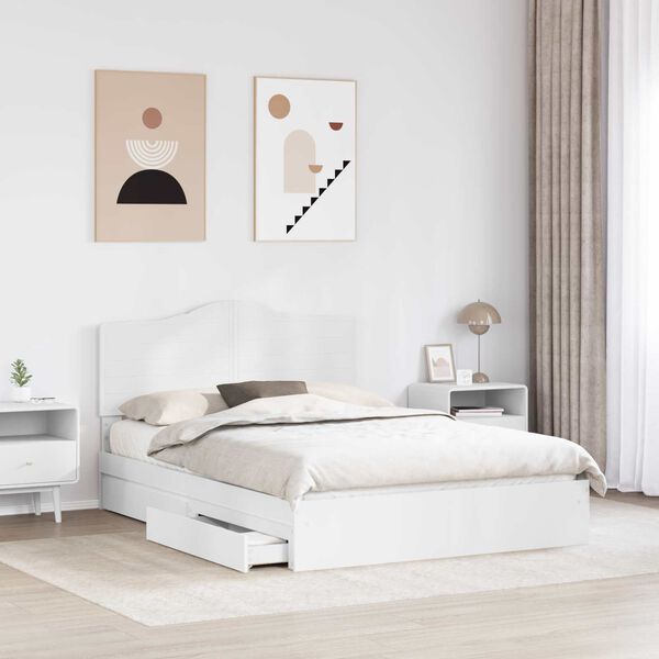 vidaXL Storage Bed with Headboard White 140 x 200 cm Engineered Wood
