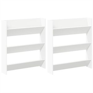 vidaXL Wall Shoe Cabinets 2 pcs White 80x18x90 cm Engineered Wood