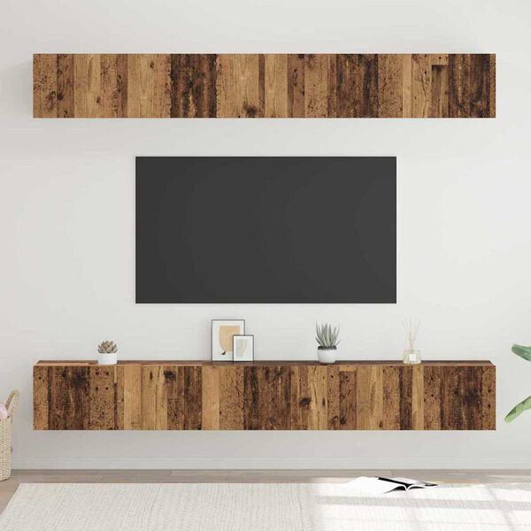 vidaXL TV Cabinet Set Wall-mounted 6 pcs Old Wood Engineered Wood