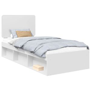 vidaXL Bed Frame with Headboard White 100 x 200 cm Solid Pine Wood
