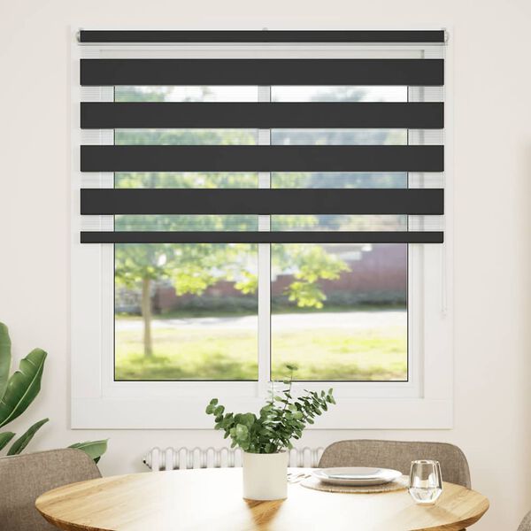 vidaXL Zebra Blind Black 130x100 cm Fabric Width 125.9 cm Polyester