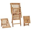 vidaXL Garden Deck Chair with Footrest and Table Solid Teak Wood
