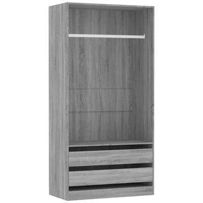 vidaXL Wardrobe Grey Sonoma 100x50x200 cm Engineered Wood