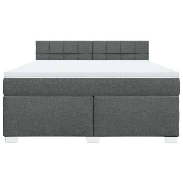 vidaXL Box Spring Bed with Mattress Dark Grey 180x200 cm Fabric