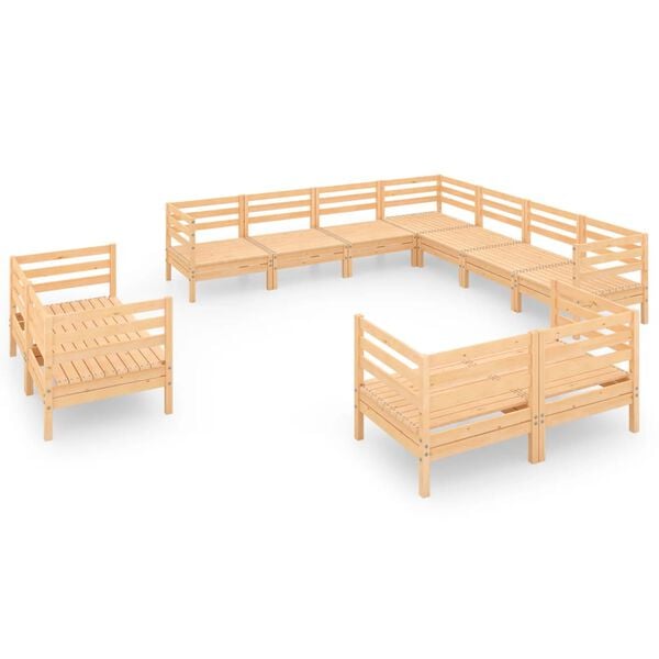 vidaXL 11 Piece Garden Lounge Set Solid Wood Pine