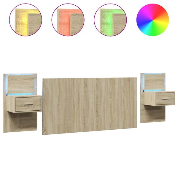 vidaXL Bed Headboard with Cabinets Sonoma Oak 160 cm Engineered Wood