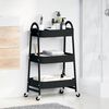 vidaXL Storage Trolley 3-Tier Black 42x41.5x77 cm Steel