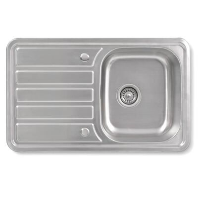 vidaXL Kitchen Sink with Drain and Trap Stainless Steel