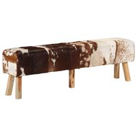 vidaXL Bench Brown and White 160x28x50 cm Real Goat Leather