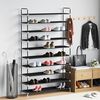 vidaXL Shoe Rack with 10 Shelves Metal and Non-woven Fabric Black