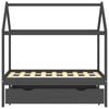 vidaXL Kids Bed Frame with a Drawer Dark Grey Solid Pine Wood 70x140cm