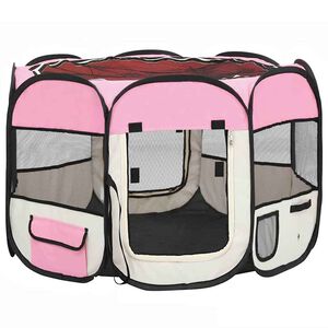 vidaXL Foldable Dog Playpen with Carrying Bag Pink 90x90x58 cm