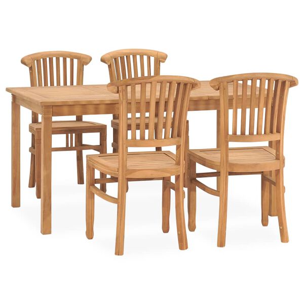 vidaXL 5 Piece Garden Dining Set Solid Teak Wood