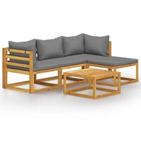 vidaXL 5 Piece Garden Lounge Set with Cushions Solid Wood Acacia (UK/IE/FI/NO only)
