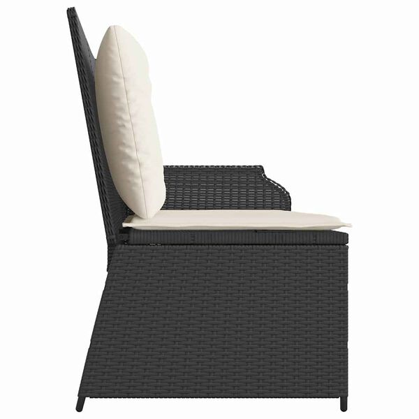 vidaXL Garden Bench with Cushion Black Poly rattan