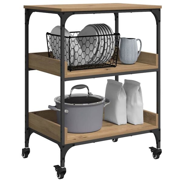 vidaXL Kitchen Trolley Artisan Oak 60 x 41 x 80.5 cm Engineered Wood