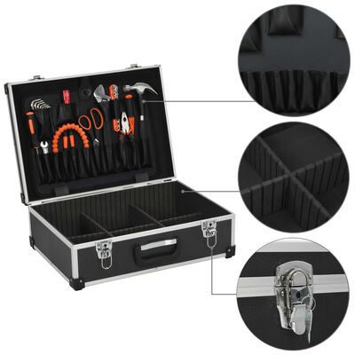 vidaXL Tool Suitcase 46x33x16 cm Black Aluminium