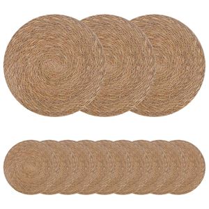 vidaXL Seagrass Placemets 12 pcs Natural 100% Seagrass