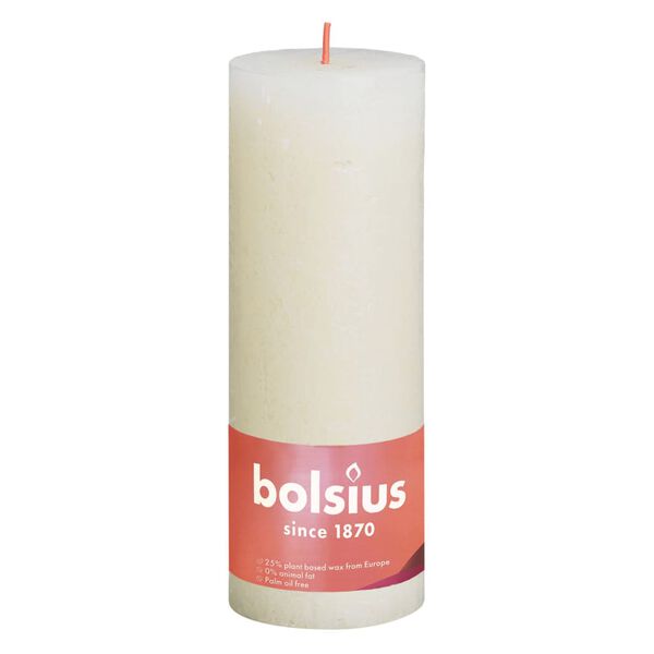 Bolsius Rustic Pillar Candles Shine 4 pcs 190x68 mm Soft Pearl