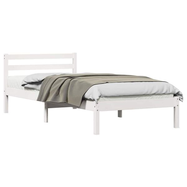 vidaXL Bed Frame White 225.5 x 85.5 x 69.5 cm Solid Pine Wood