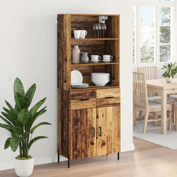 vidaXL Highboard Old Wood 69.5 x 32.5 x 180 cm Engineered Wood