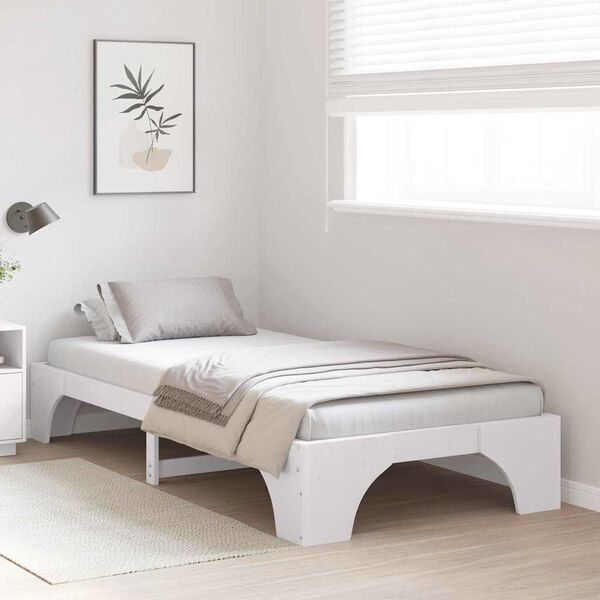 vidaXL Bed Frame White 100 x 200 cm Solid Pine Wood